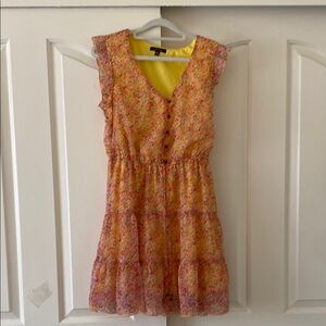 CITY STUDIO Floral  Sleeveless Dress with Ruffle Details. Size M